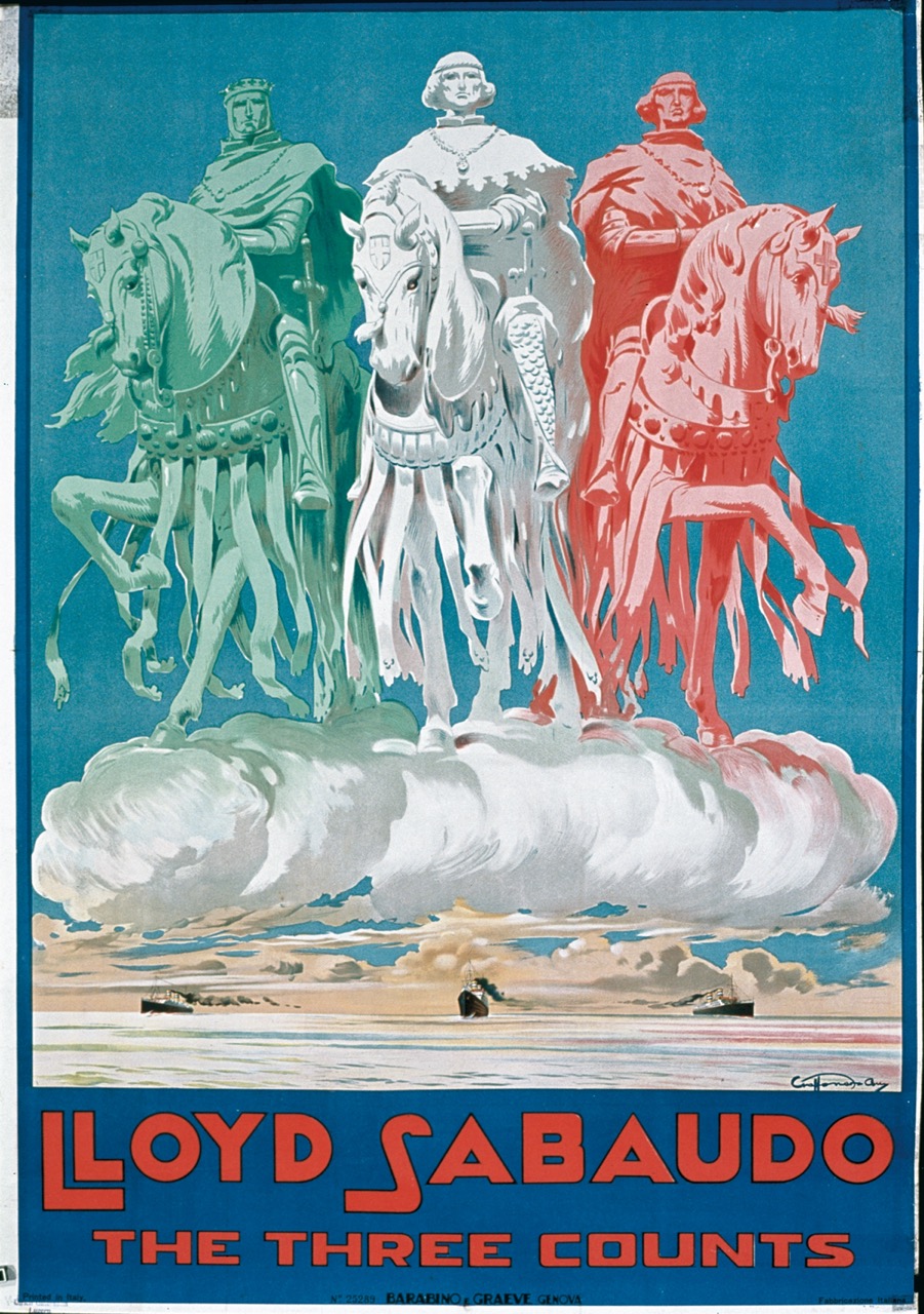 LLOYD SABAUDO 1925 I TRE CONTI MANIFESTO AURELIO CRAFFONARA (M. ELISEO) Large